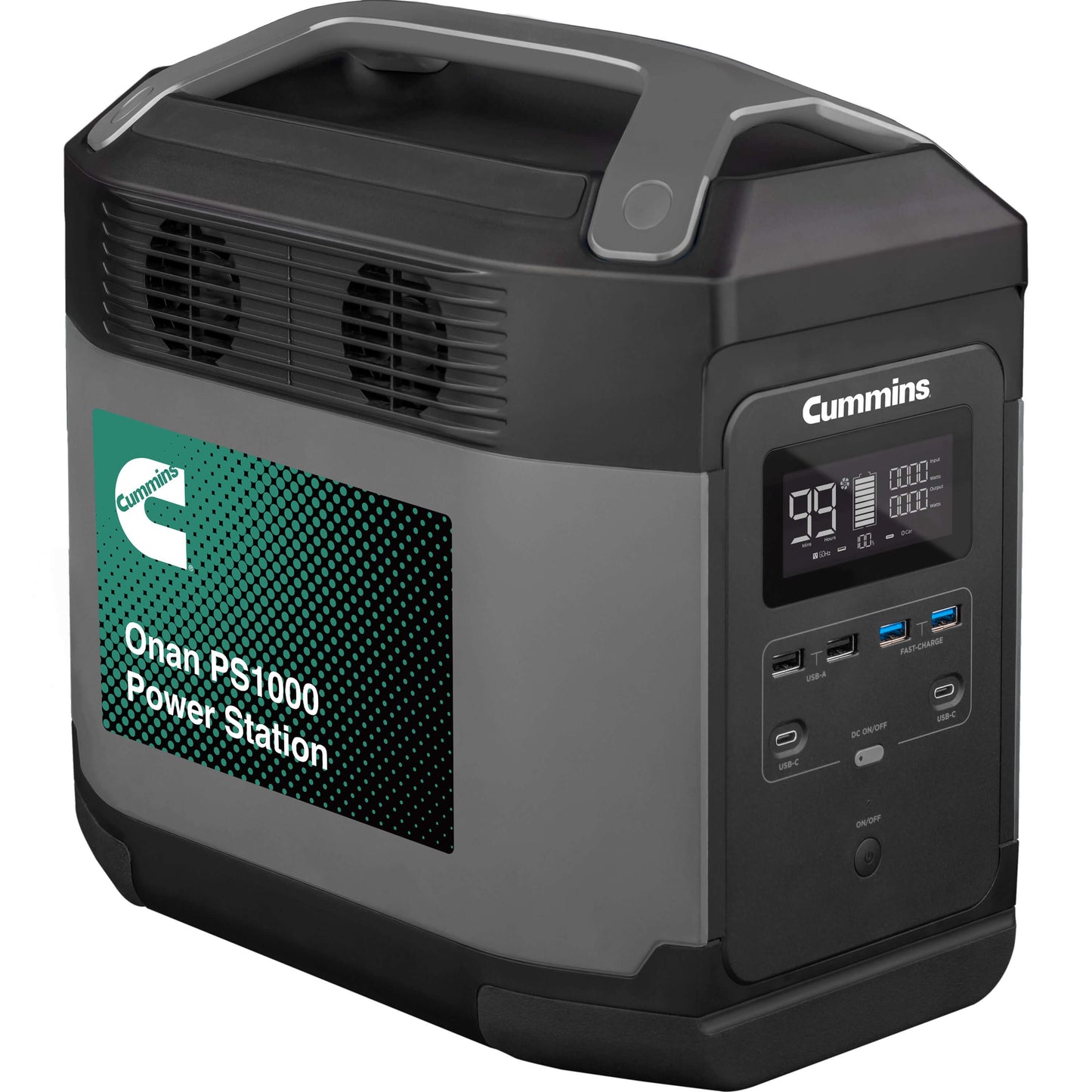 Cummins Onan PS1000 Portable Power Station - A067W050- side front angle view