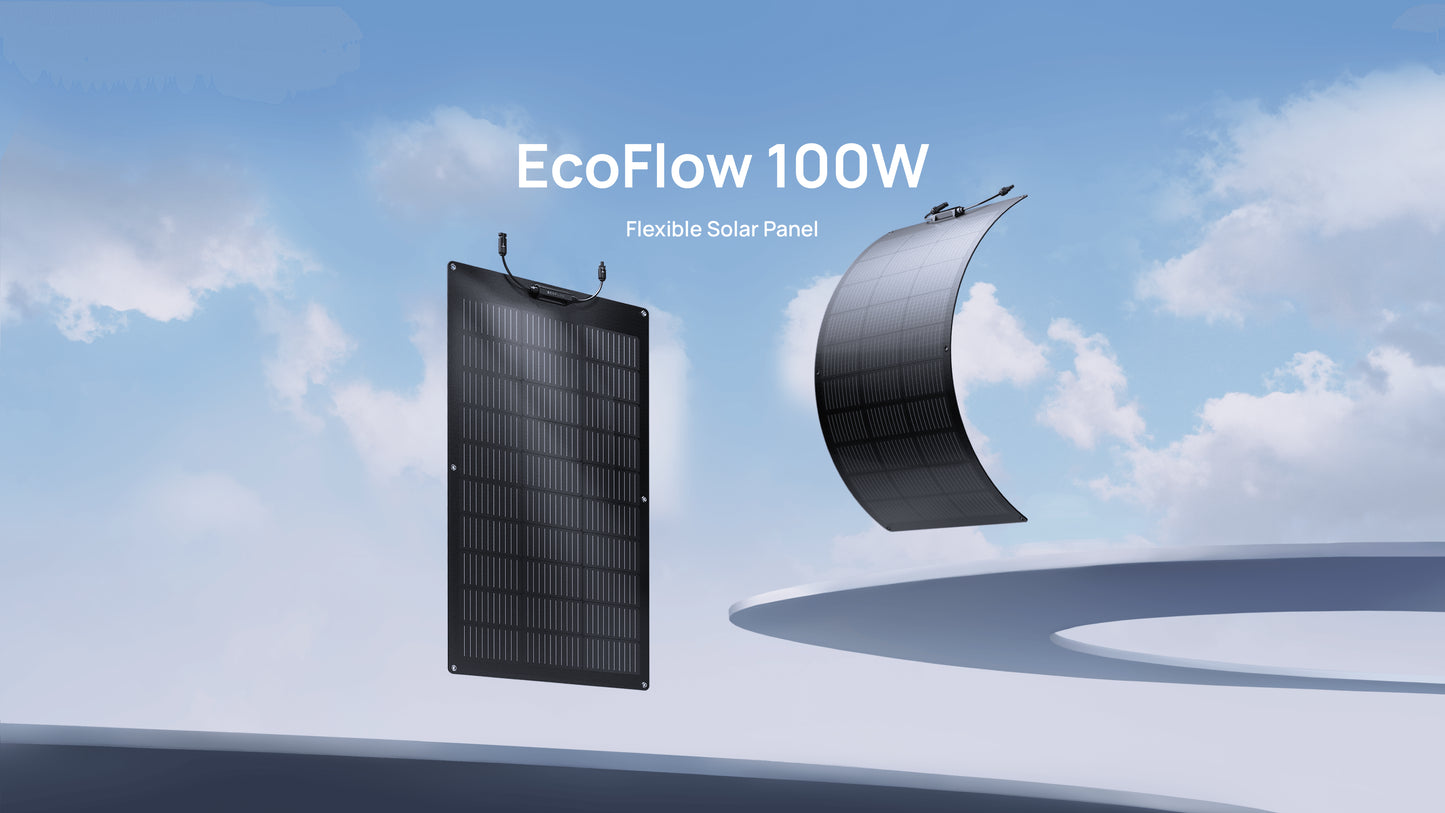 EcoFlow 100W Flexible Solar Panel- pic against blue sky